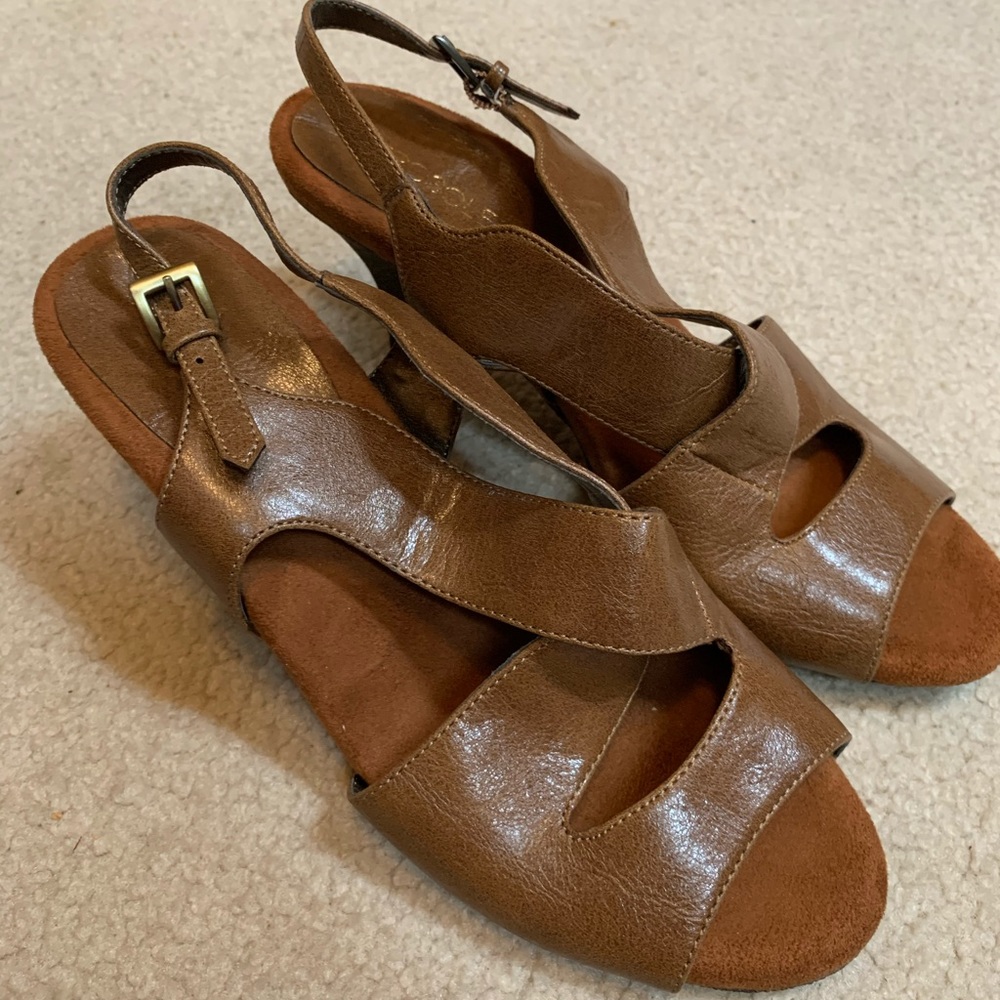 Aerosoles Brown Criss Cross Slingback Sandals